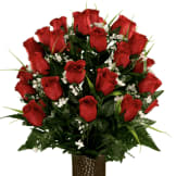 Red Roses with Lily Grass (Silk Cemetery Flowers)