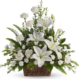 Peaceful White Lilies Basket